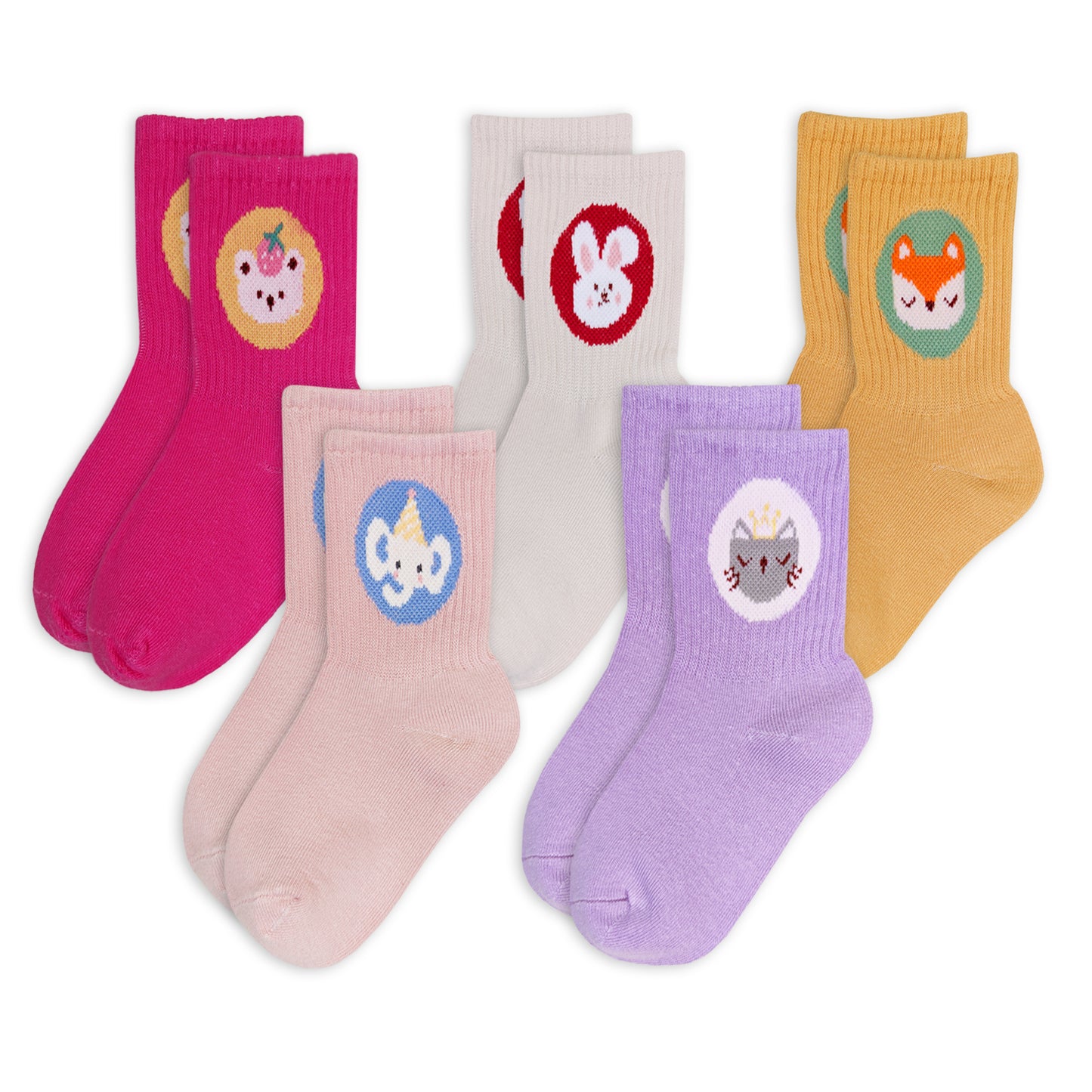 Animal Friends Cotton Ankle Socks Multipack - 5 Pairs