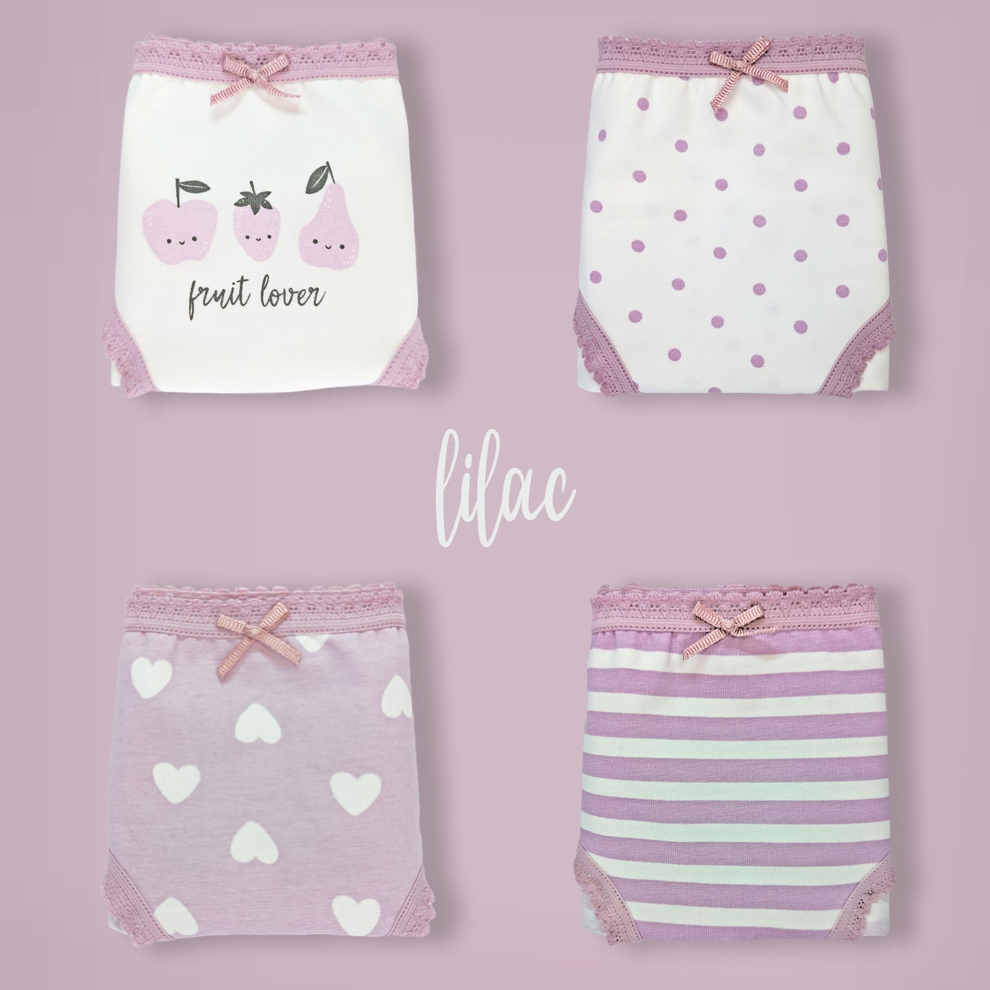Moon Under the Bridge Girls' Soft Cotton Knickers Underwear Pack of 4 - Purple