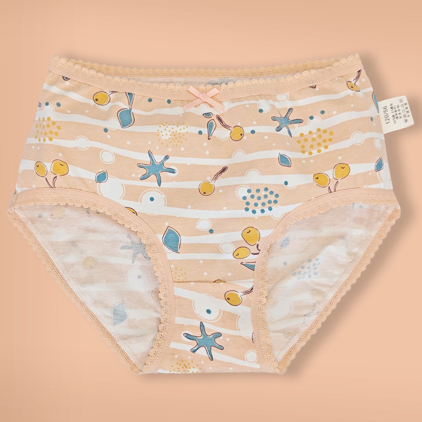 Moon Under the Bridge Girls' Soft Cotton Knickers Underwear Pack of 4 - Peach