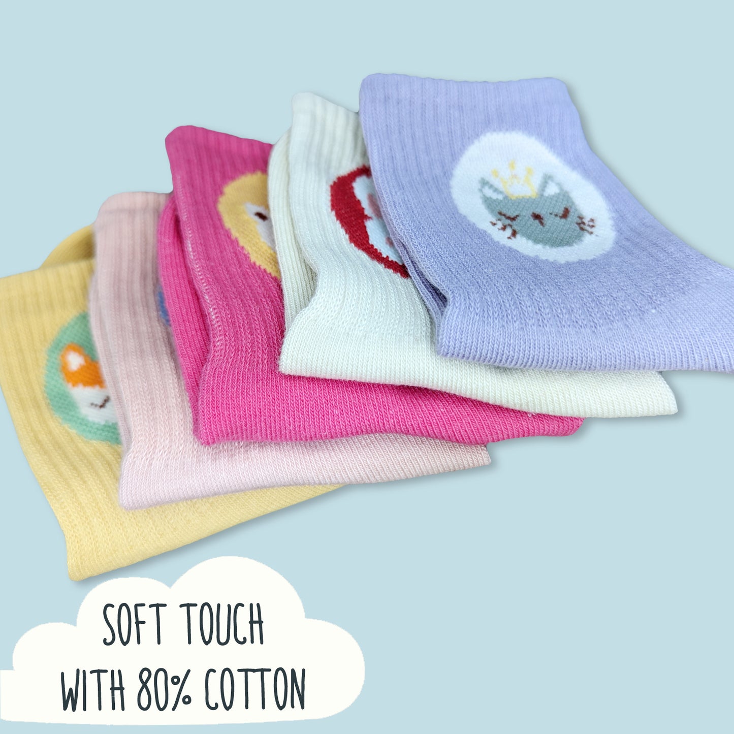 Animal Friends Cotton Ankle Socks Multipack - 5 Pairs