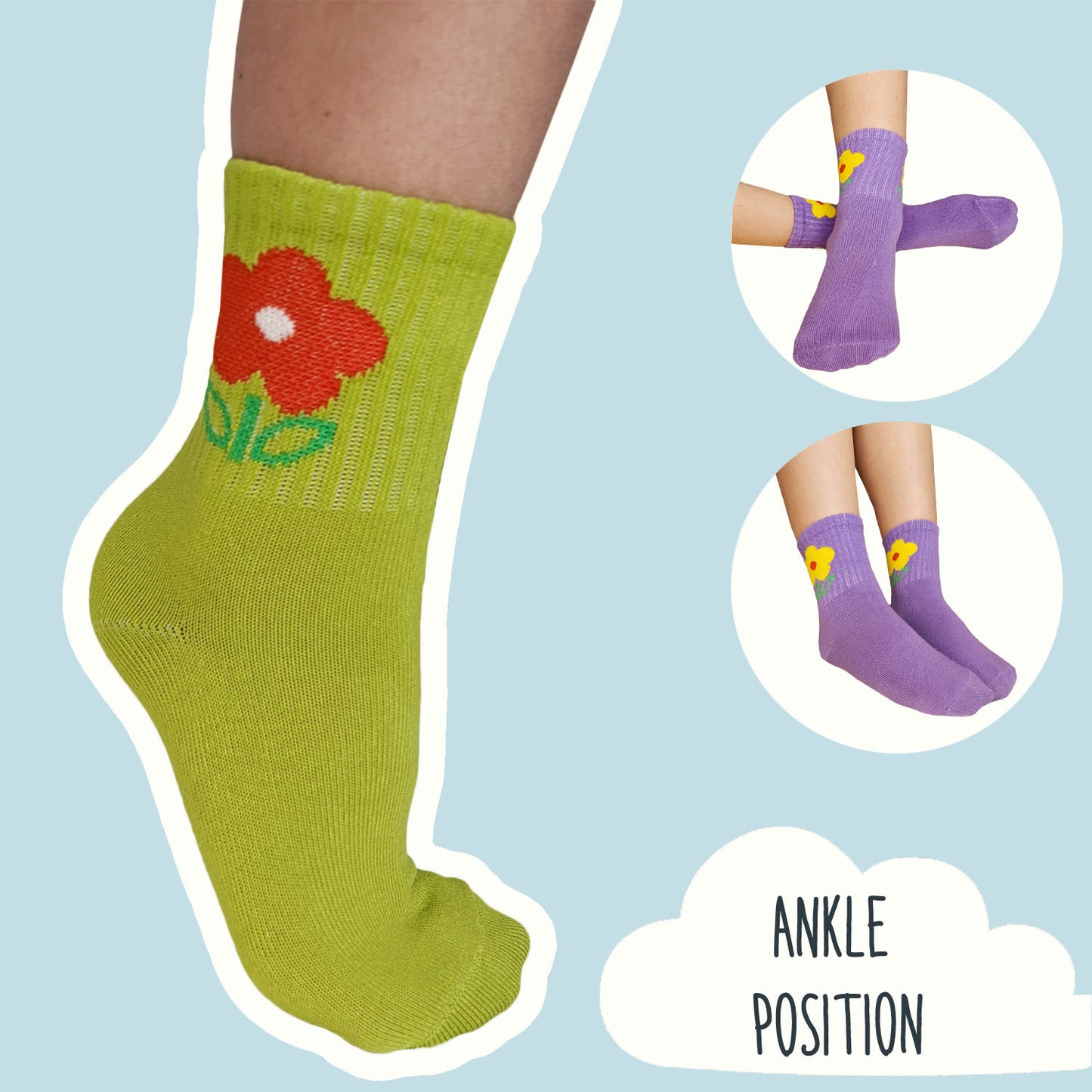 Colourful Flower Cotton Ankle Socks Multipack - 5 Pairs
