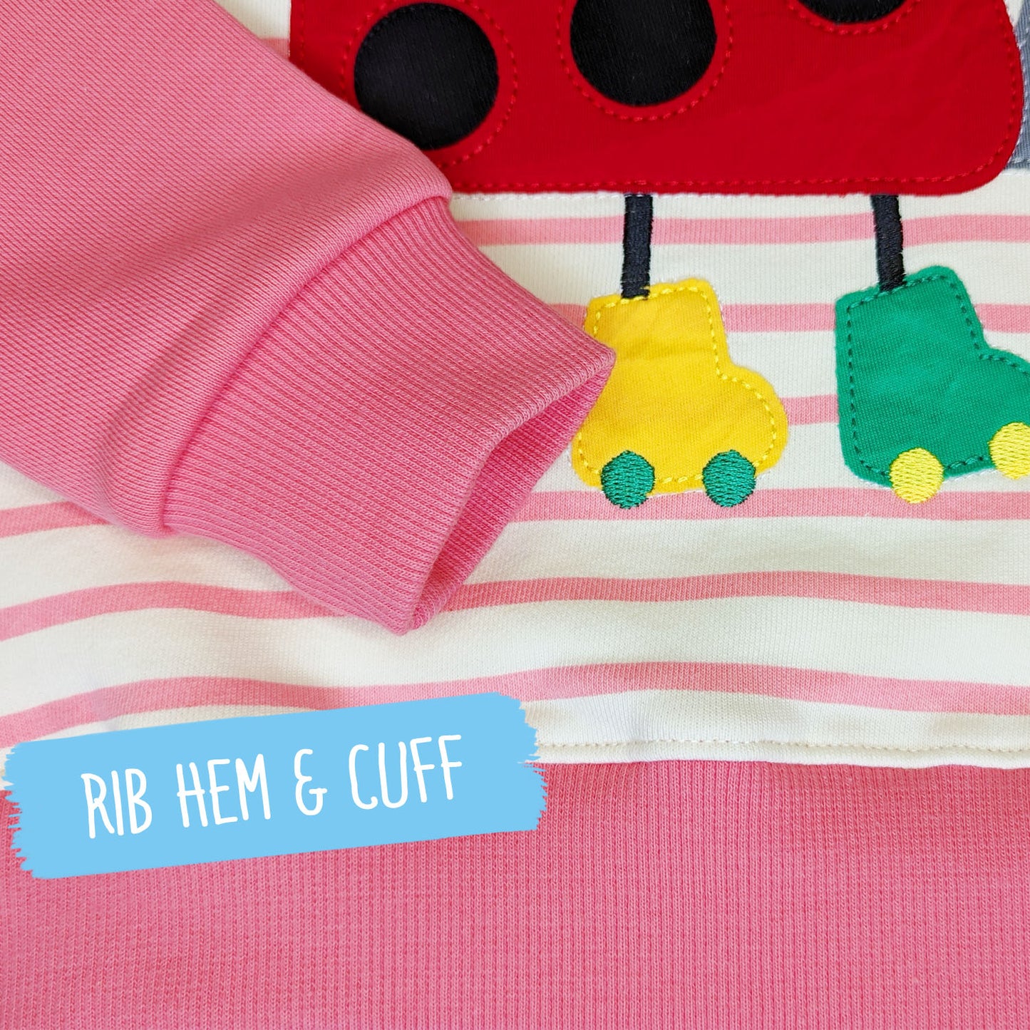 Pink Ladybird Cotton Crewneck Sweatshirt