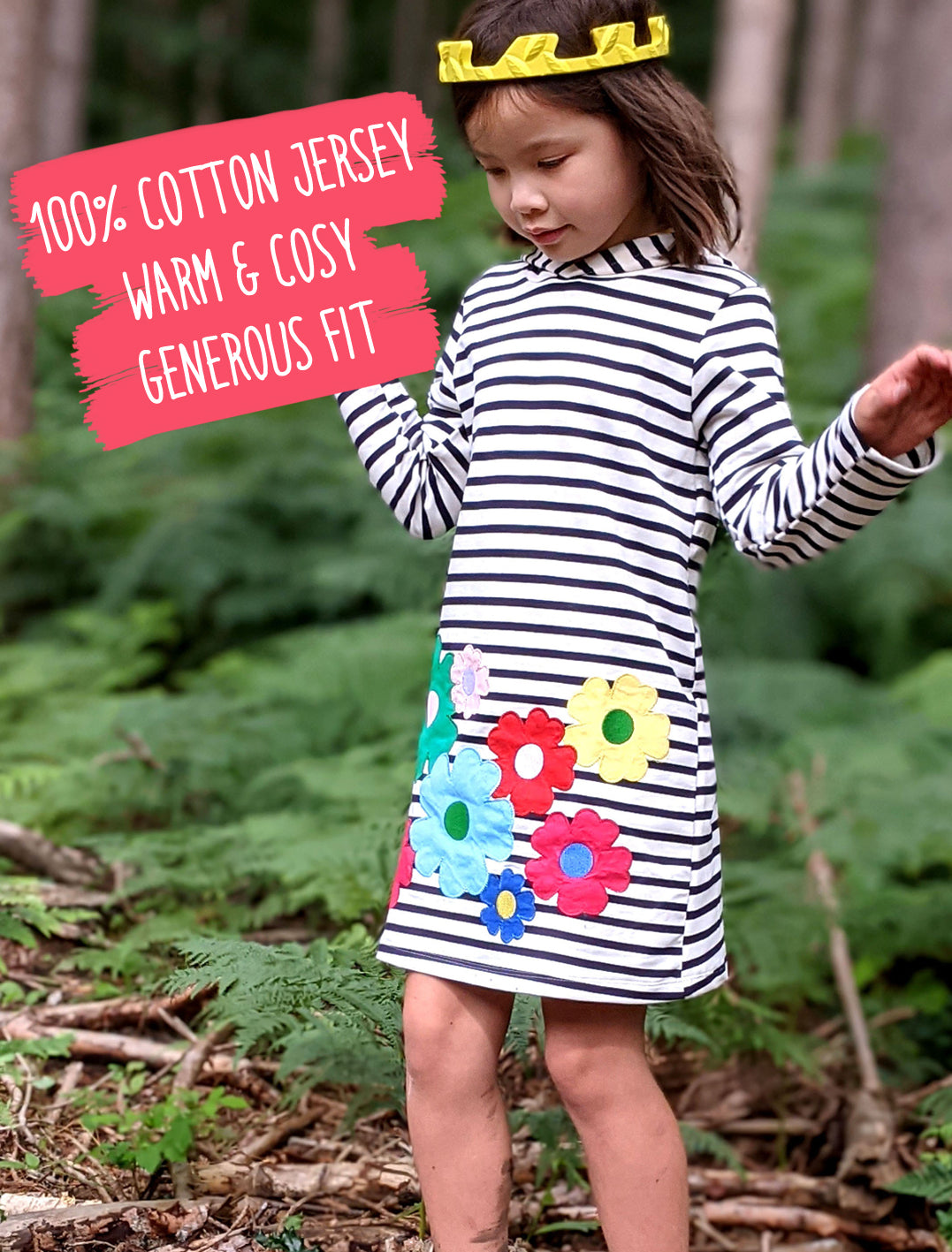 Flowers Cotton Hoodie Dress