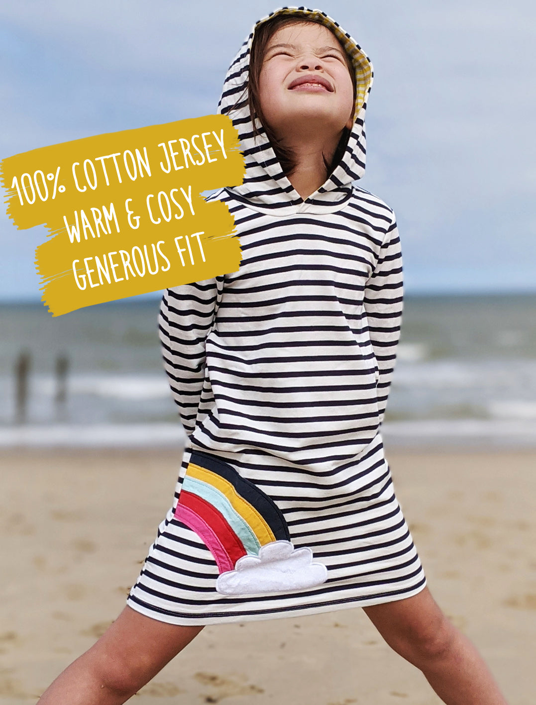 Rainbow Cotton Hoodie Dress