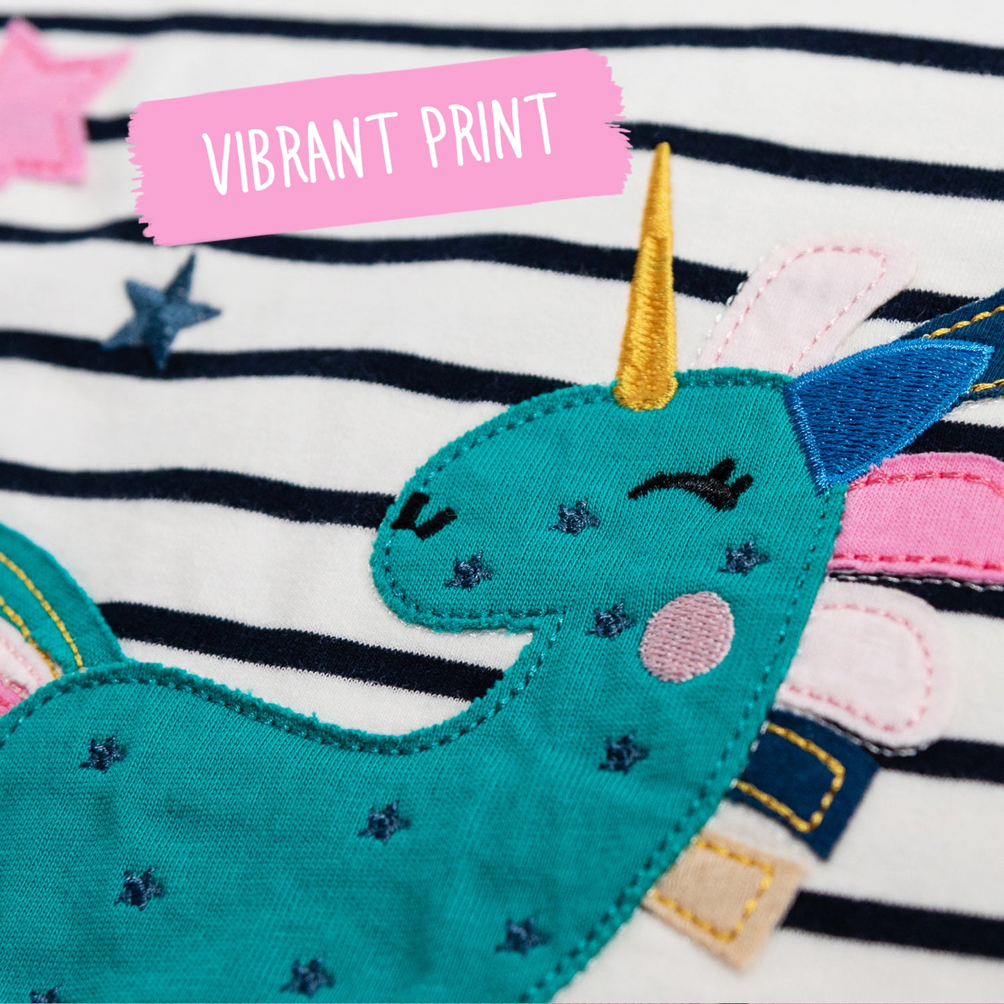 Stripy Star Unicorn Cotton Crewneck Sweatshirt