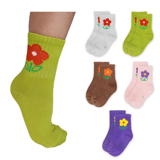 Colourful Flower Cotton Ankle Socks Multipack - 5 Pairs