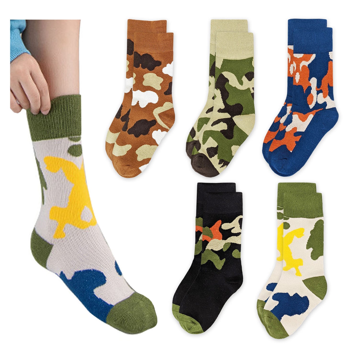 Camouflage Cotton Ankle Socks Multipack - 5 Pairs