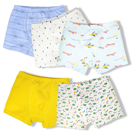 Moon Under the Bridge Boys' Soft Cotton Boxer Shorts Underwear Pack of 5 - Planes