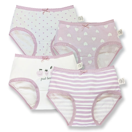 Moon Under the Bridge Girls' Soft Cotton Knickers Underwear Pack of 4 - Purple