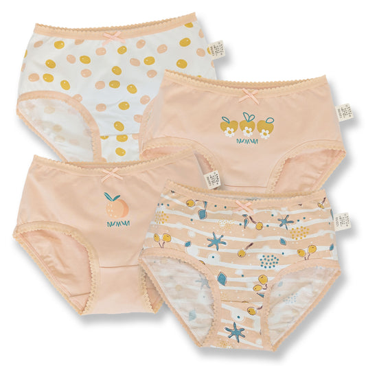 Moon Under the Bridge Girls' Soft Cotton Knickers Underwear Pack of 4 - Peach