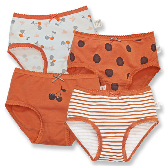 Moon Under the Bridge Girls' Soft Cotton Knickers Underwear Pack of 4 - RED