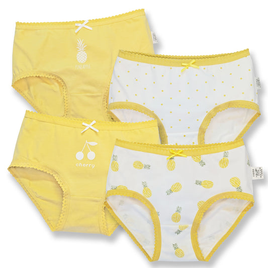 Moon Under the Bridge Girls' Soft Cotton Knickers Underwear Pack of 4 - Yellow