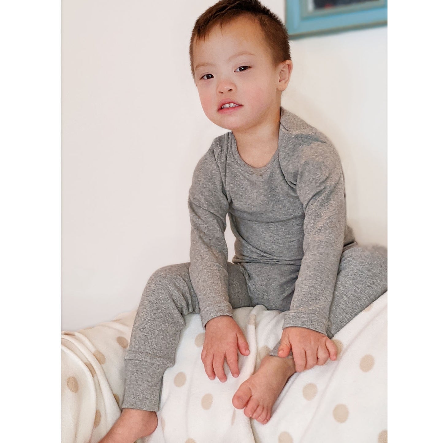 Blue Long Sleeve Soft Comfy Cotton Base Layer Pyjama Set