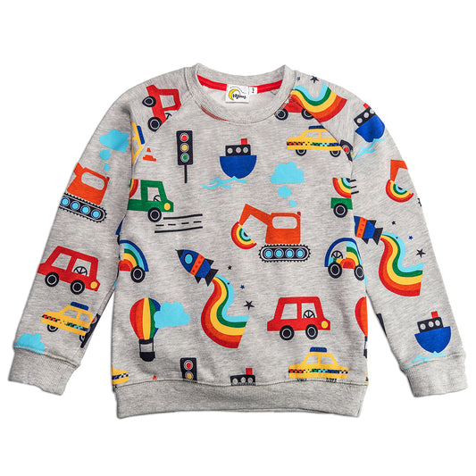 Cute Vehicles Cotton Crewneck Sweatshirt