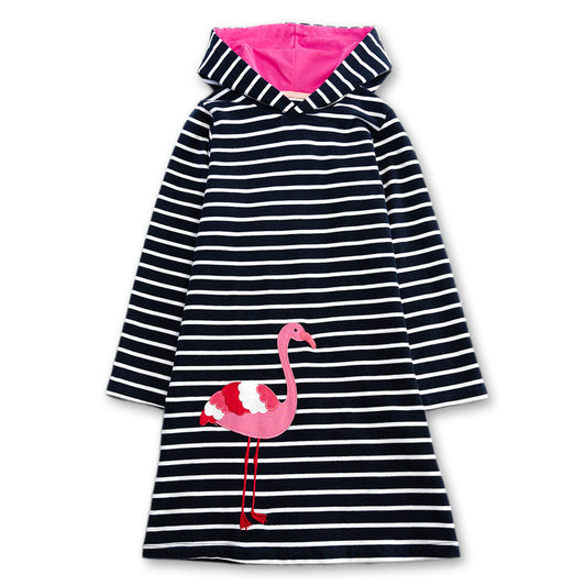 Flamingo Cotton Hoodie Dress