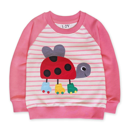 Pink Ladybird Cotton Crewneck Sweatshirt