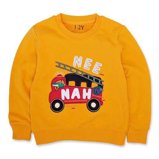 Fire Engine Truck Crewneck Cotton Sweatshirt