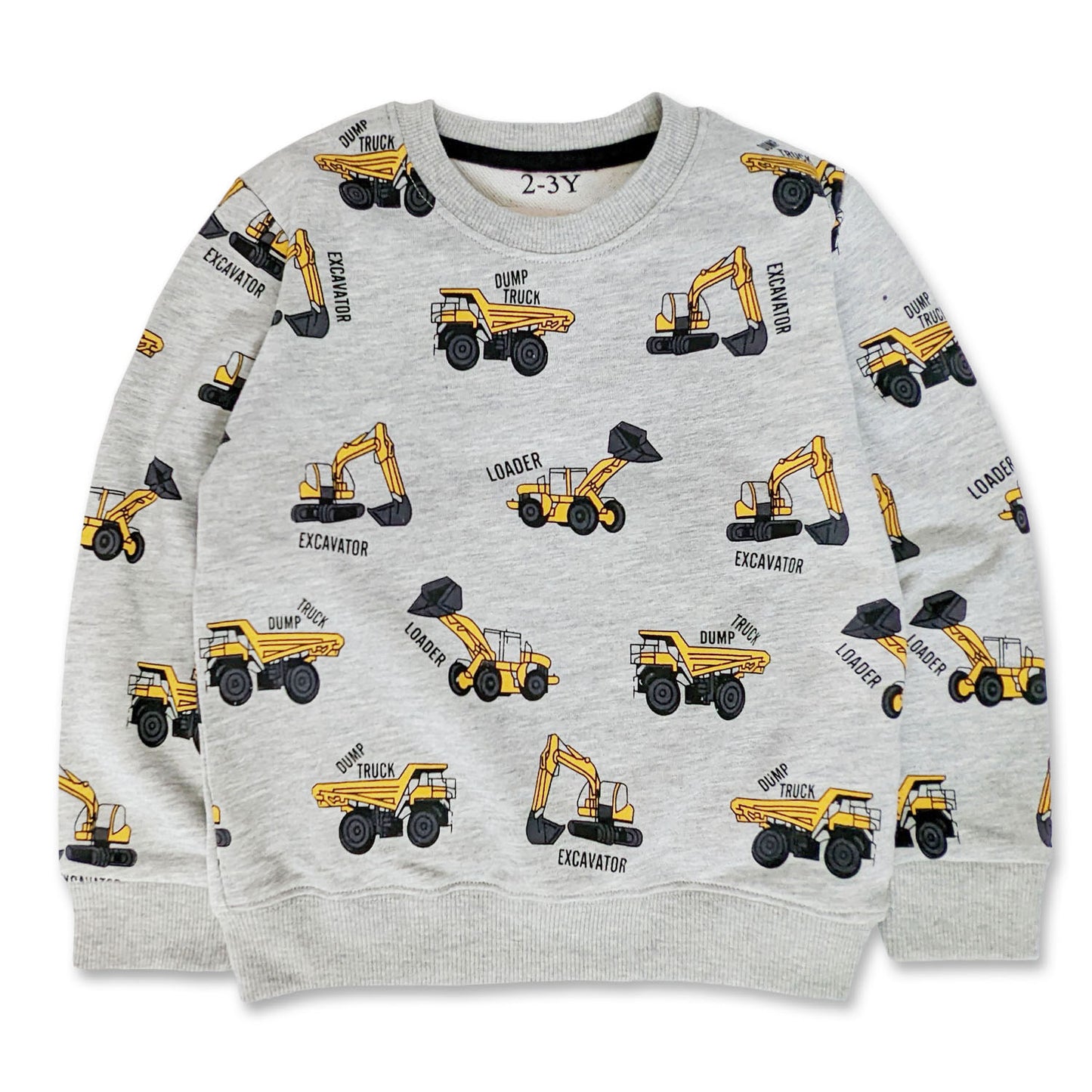 Construction Vehicles Cotton Crewneck Sweatshirt