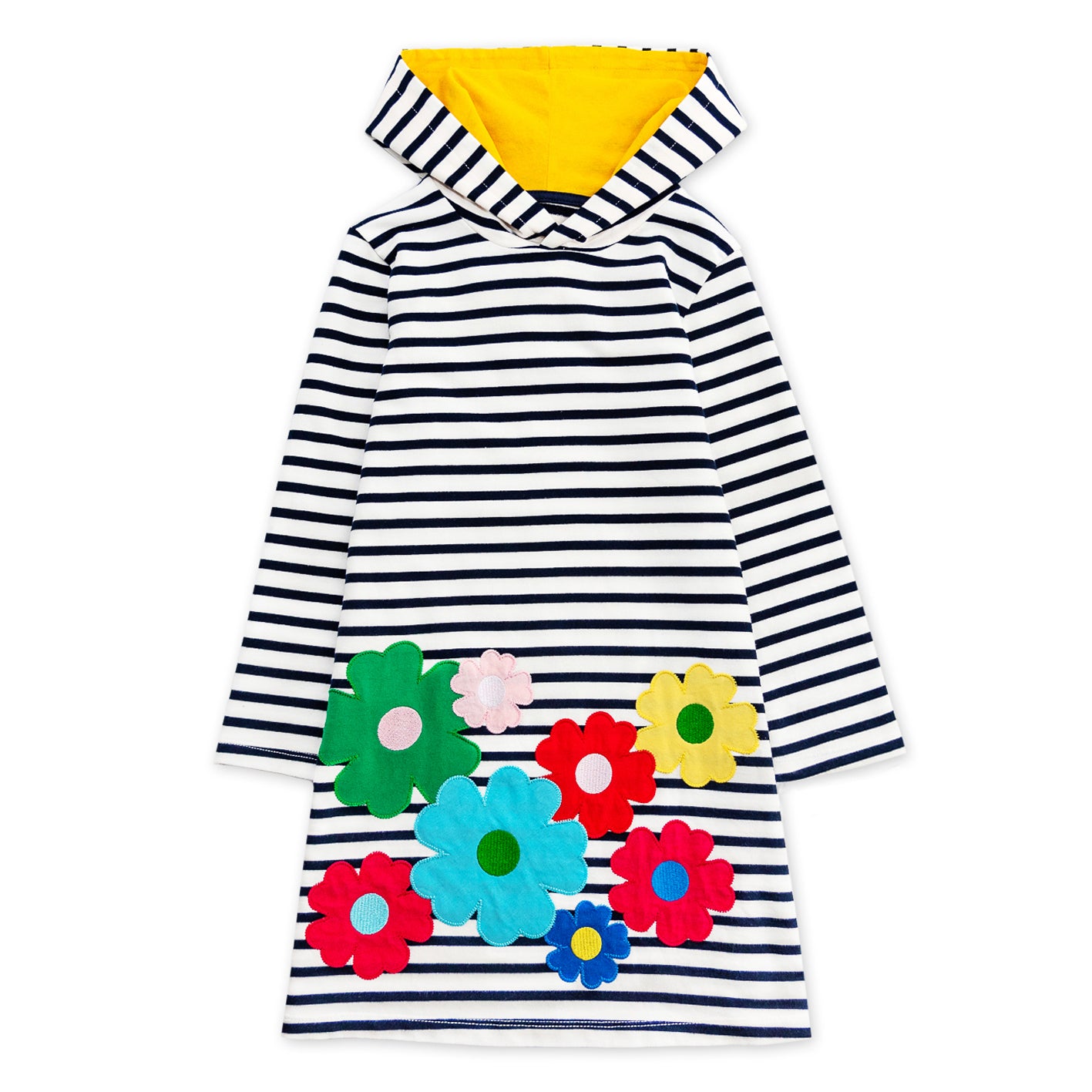 Flowers Cotton Hoodie Dress