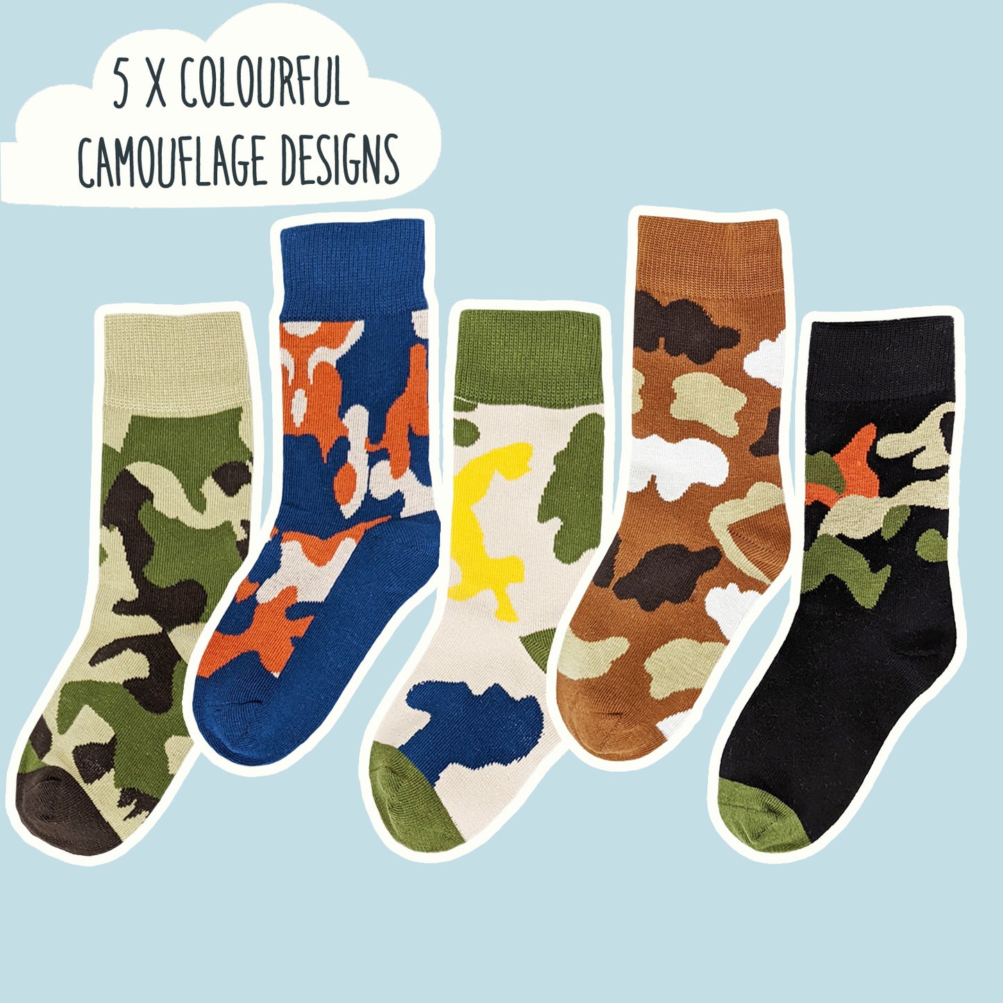 Camouflage Cotton Ankle Socks Multipack - 5 Pairs