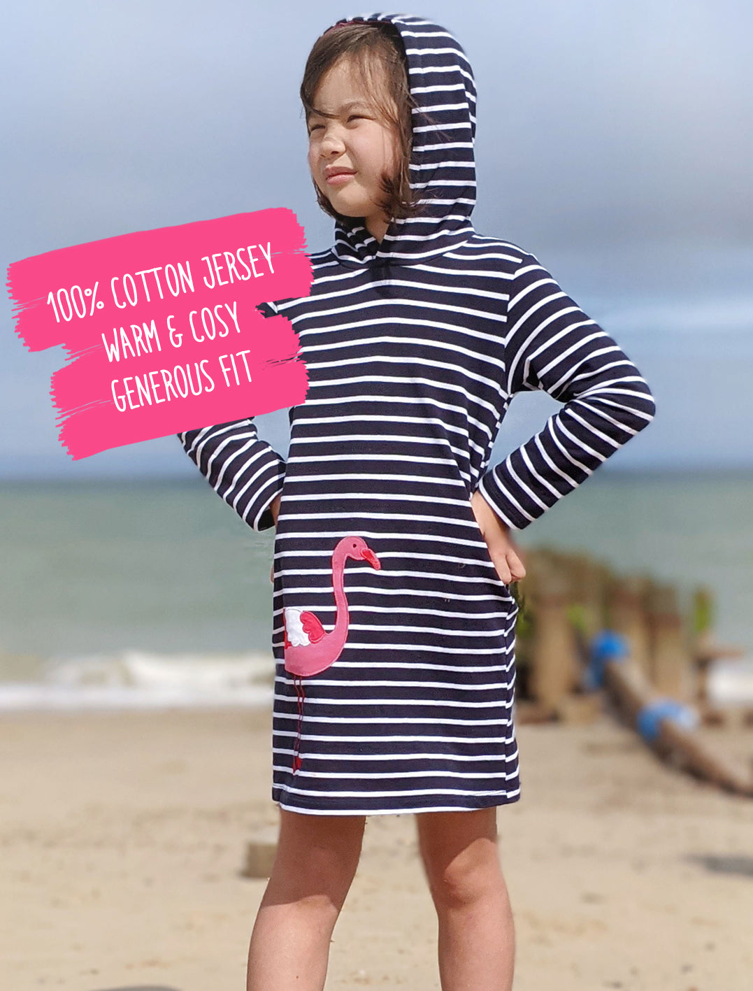 Flamingo Cotton Hoodie Dress