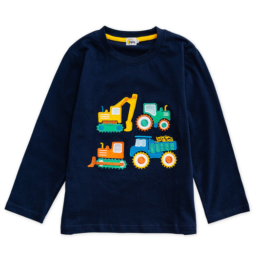 Construction Vehicles Cotton Long-Sleeve T-Shirt