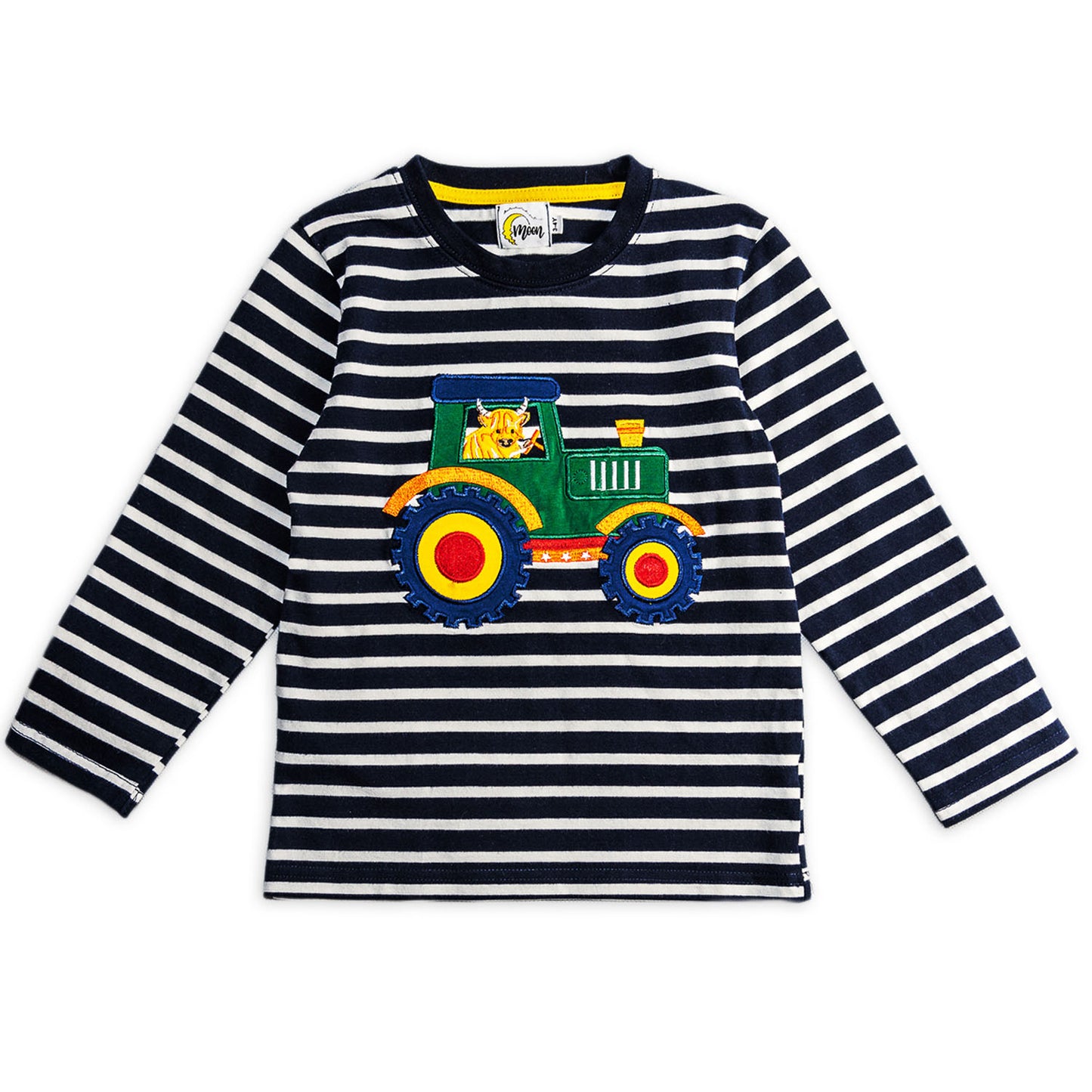 Cow Driving a Tractor Cotton Long-Sleeve T-Shirt