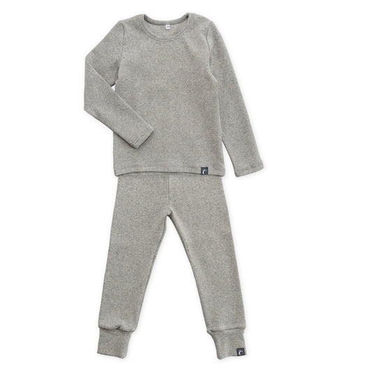 Grey Long Sleeve Soft Comfy Cotton Base Layer Pyjama Set