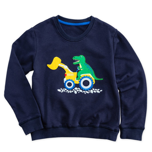 Dinosaur Digger Cotton Crewneck Sweatshirt