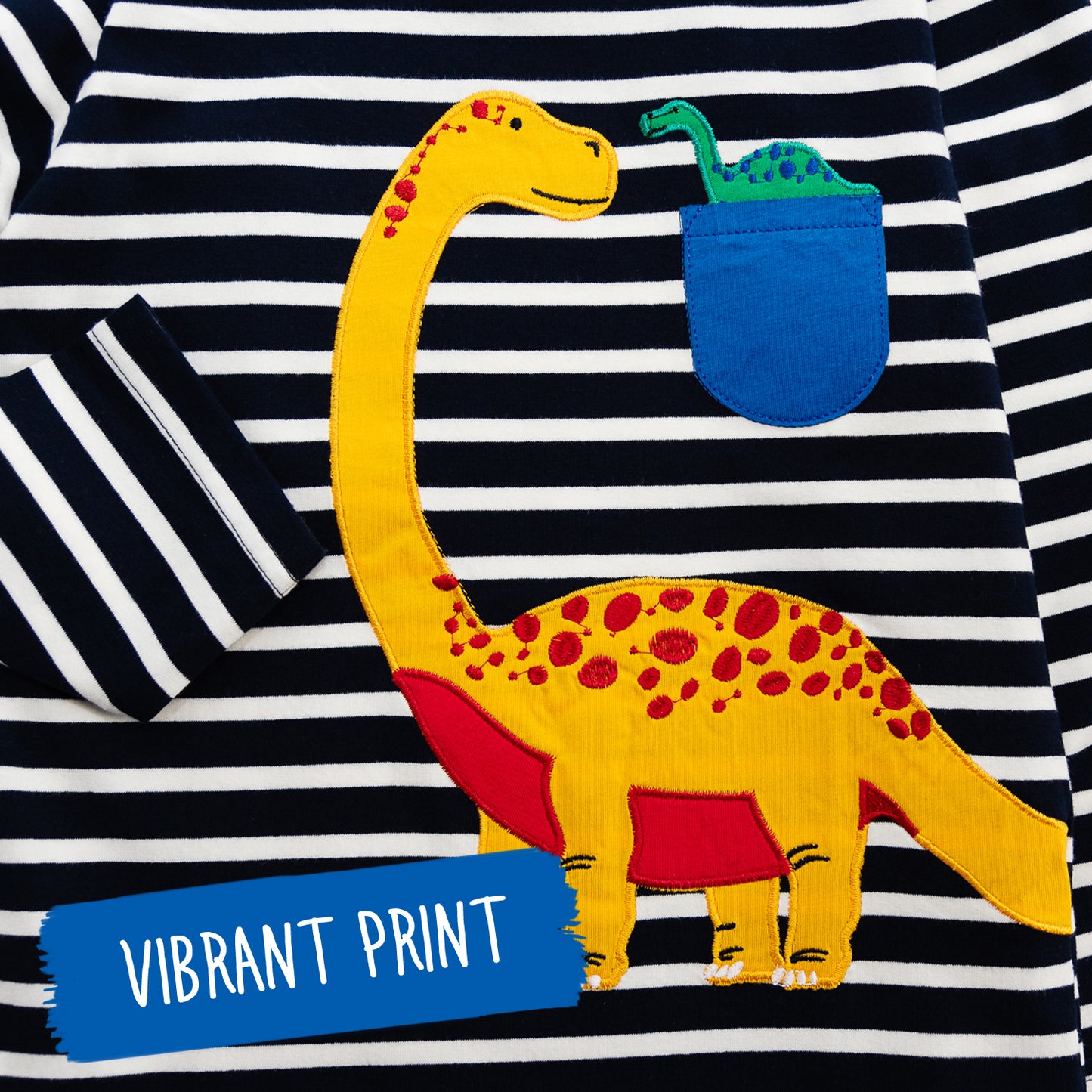 Cotton Stripy Dinosaur Long-Sleeve T-Shirt