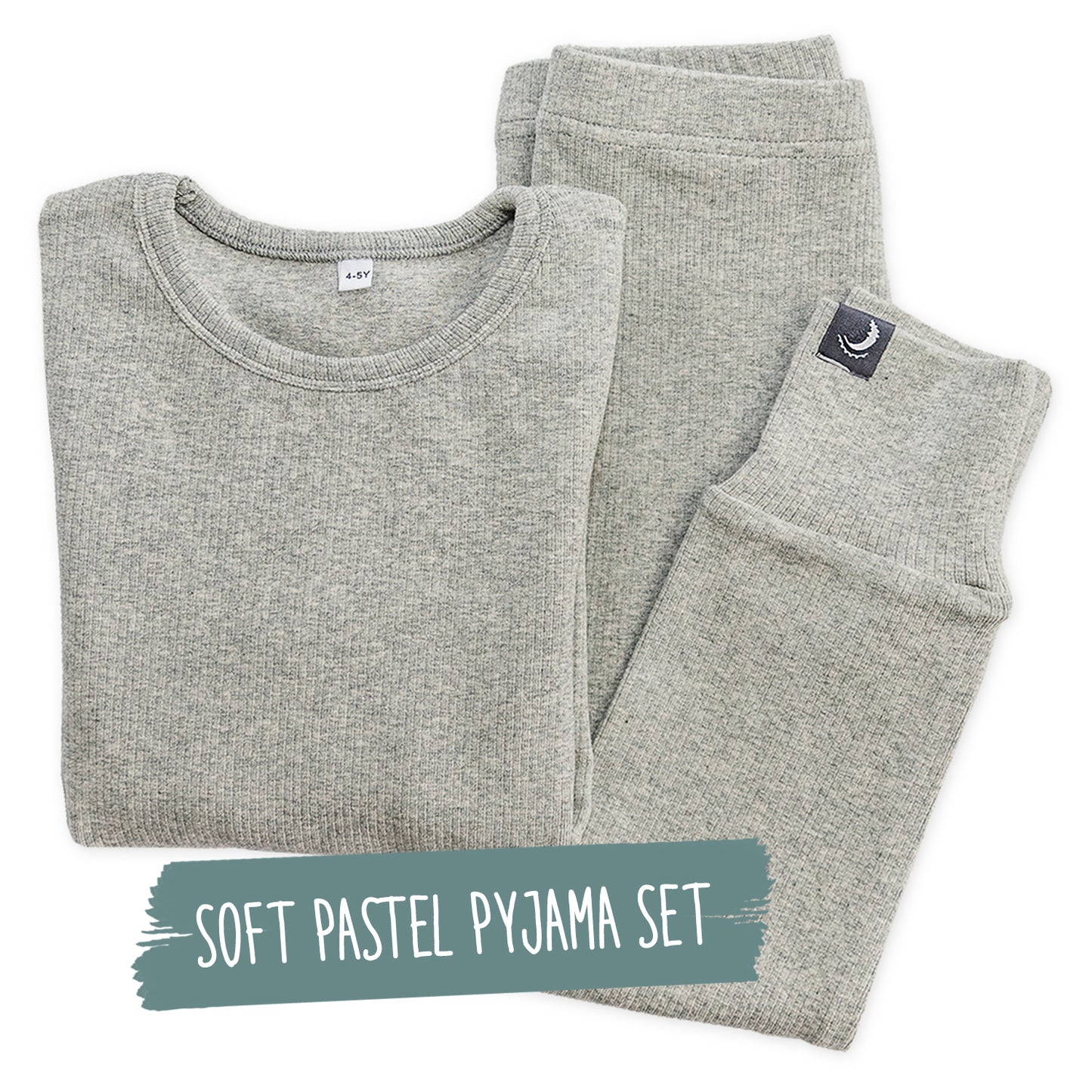 Grey Long Sleeve Soft Comfy Cotton Base Layer Pyjama Set