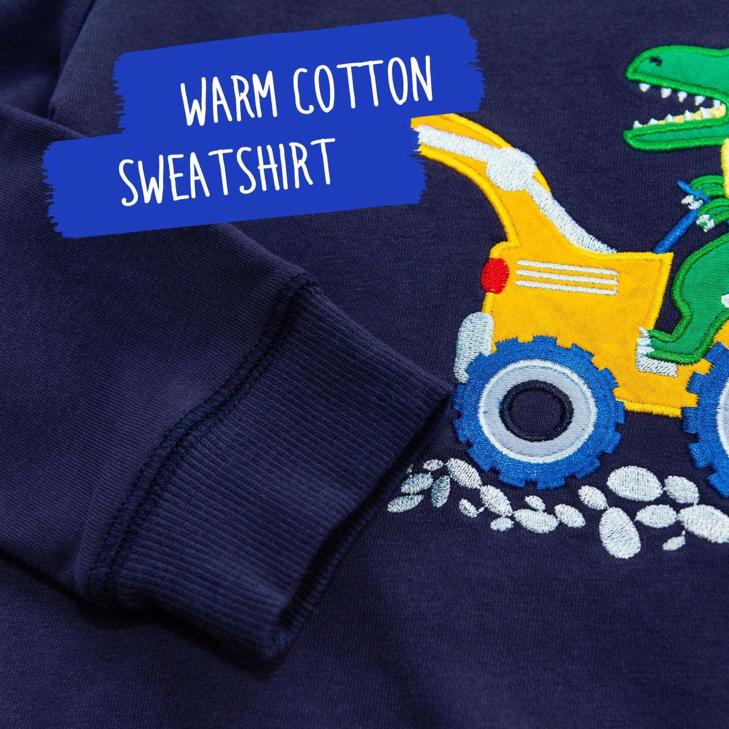 Dinosaur Digger Cotton Crewneck Sweatshirt